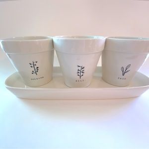 Rae Dunn Magenta Herb Planter Set